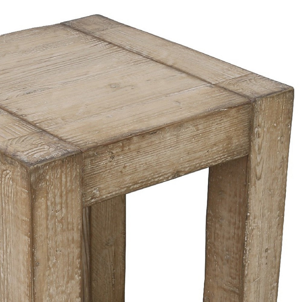 Mao Side End Table | 22’’ Square Top with Chunky Legs | Rustic Brown BM338193