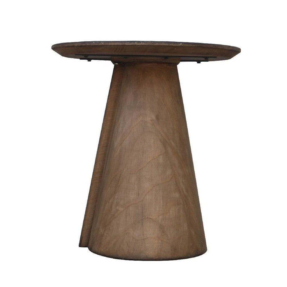 Rela Side End Table | 22’’ Round Top w Tapered Base | Antique Brown BM338198