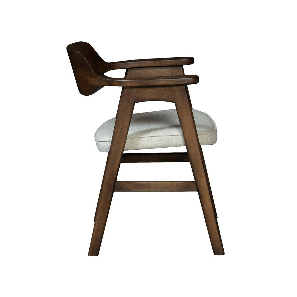 Zsy Dining Armchair | Sand White | Java Brown Birch Wood | Curved Back BM338199