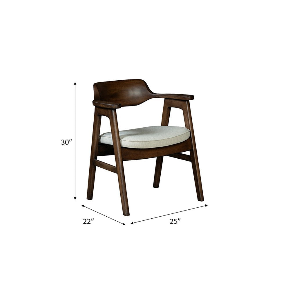 Zsy Dining Armchair | Sand White | Java Brown Birch Wood | Curved Back BM338199