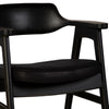 Zsy Dining Armchair w Curved Back | Black Birch Wood and Faux Leather BM338201