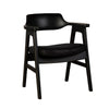 Zsy Dining Armchair w Curved Back | Black Birch Wood and Faux Leather