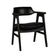 Zsy Dining Armchair w Curved Back | Black Birch Wood and Faux Leather