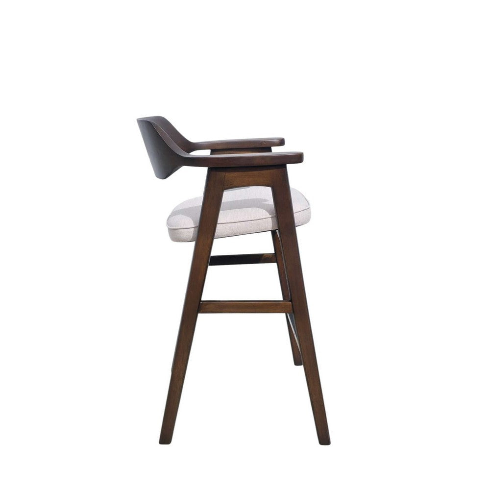Zsy Barstool Chair w Curved Back | Java Brown Birch Wood | Sand White BM338202