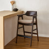 Zsy Barstool Chair w Curved Back | Java Brown Birch Wood | Sand White