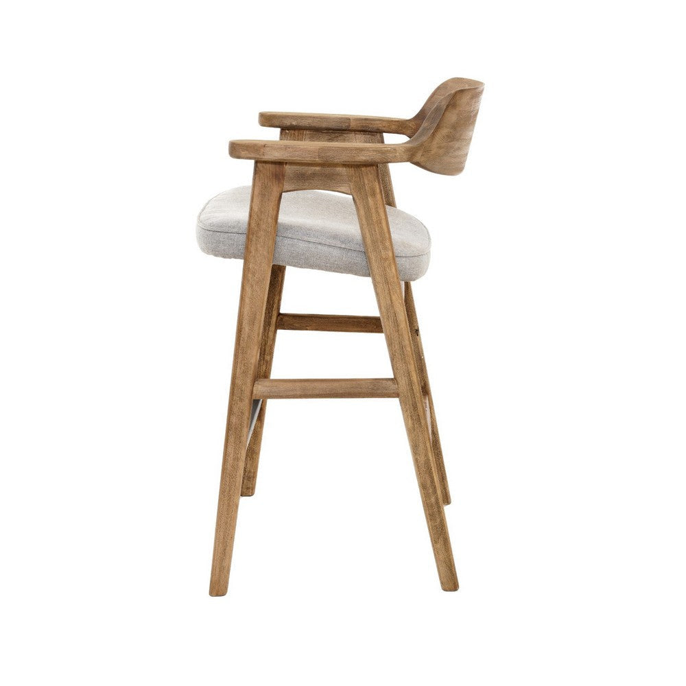 Zsy Barstool Chair w Curved Back | Natural Brown Birch Wood | Anew Gray BM338203