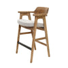 Zsy Barstool Chair w Curved Back | Natural Brown Birch Wood | Anew Gray