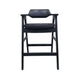 Zsy Barstool Chair | Curved Back | Black Birch Wood and Faux Leather