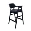 Zsy Barstool Chair | Curved Back | Black Birch Wood and Faux Leather
