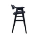 Zsy Barstool Chair | Curved Back | Black Birch Wood and Faux Leather