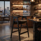 Zsy Barstool Chair | Curved Back | Black Birch Wood and Faux Leather