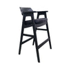 Zsy Barstool Chair | Curved Back | Black Birch Wood and Faux Leather