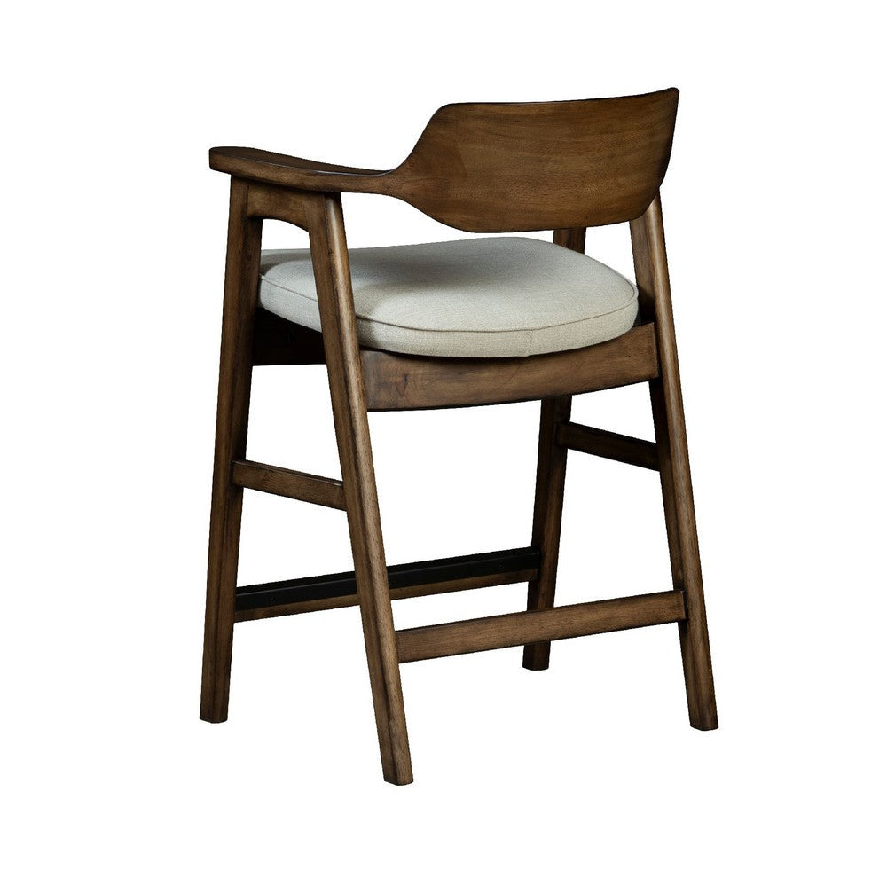 Zsy Counter Stool Chair | Open Back | Java Brown Birch Wood | Sand White BM338205
