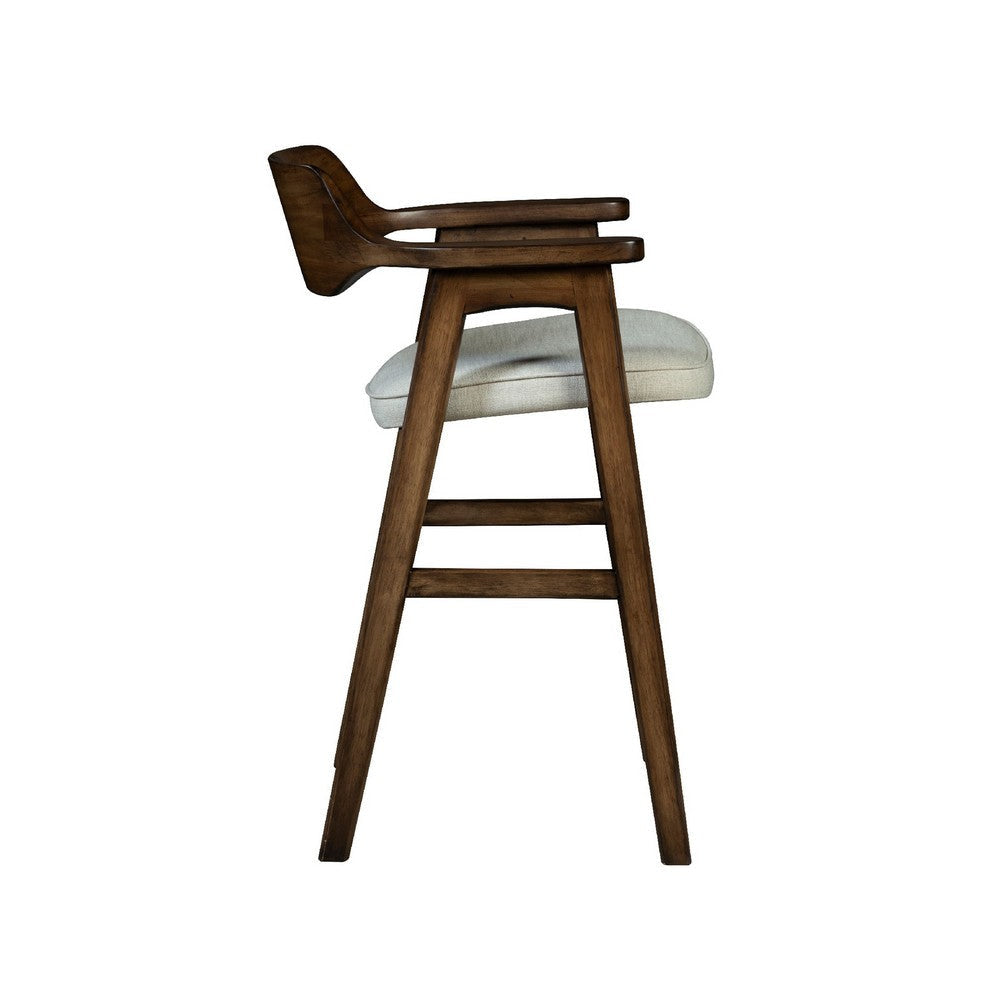 Zsy Counter Stool Chair | Open Back | Java Brown Birch Wood | Sand White BM338205