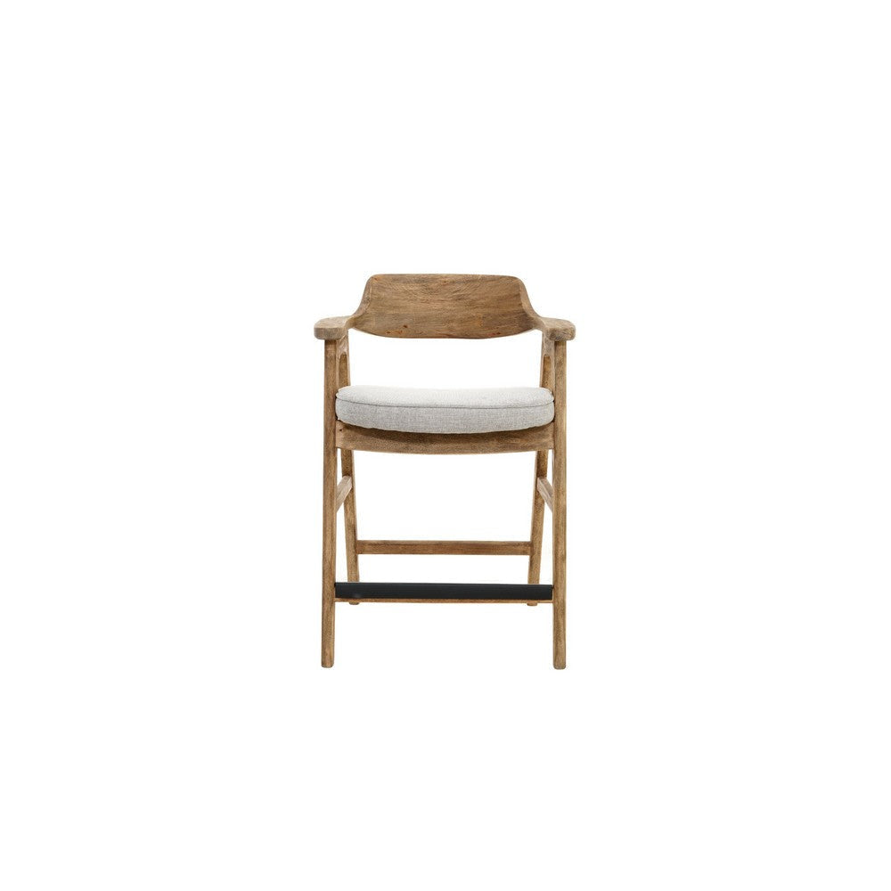 Zsy Counter Stool Chair | Open Back Natural Brown Birch Wood | Anew Gray BM338206