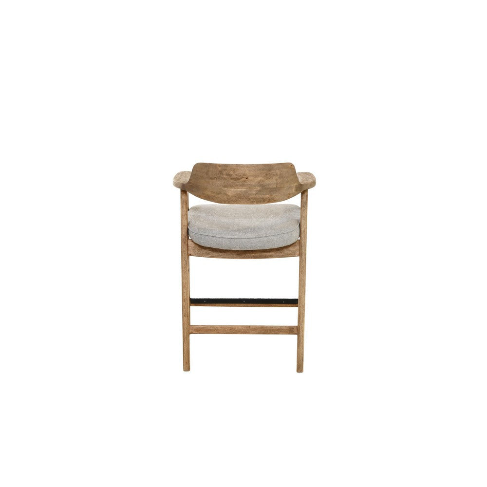 Zsy Counter Stool Chair | Open Back Natural Brown Birch Wood | Anew Gray BM338206