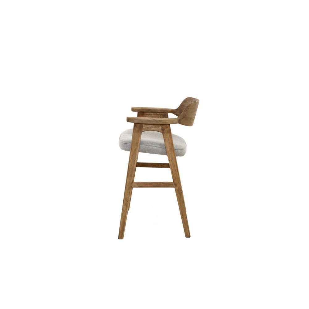Zsy Counter Stool Chair | Open Back Natural Brown Birch Wood | Anew Gray BM338206