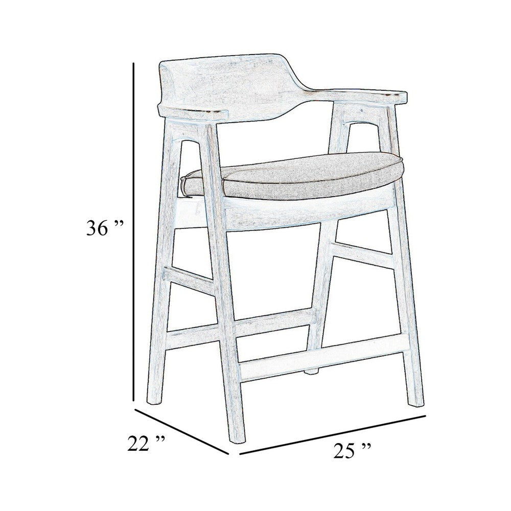 Zsy Counter Stool Chair | Open Back Natural Brown Birch Wood | Anew Gray BM338206