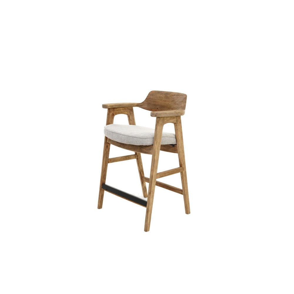 Zsy Counter Stool Chair | Open Back Natural Brown Birch Wood | Anew Gray BM338206