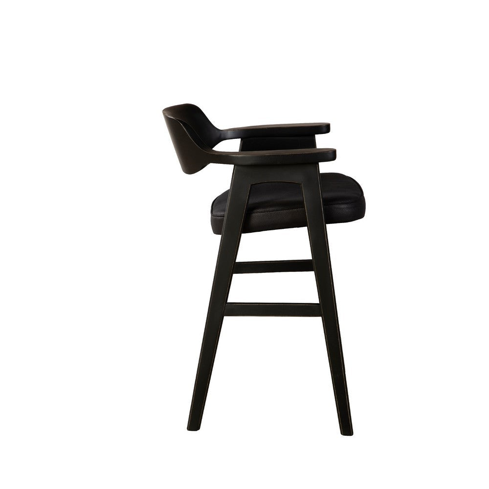 Zsy Counter Stool Chair | Open Back | Black Birch Wood and Faux Leather BM338207