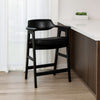Zsy Counter Stool Chair | Open Back | Black Birch Wood and Faux Leather BM338207
