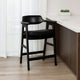 Zsy Counter Stool Chair | Open Back | Black Birch Wood and Faux Leather BM338207
