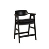 Zsy Counter Stool Chair | Open Back | Black Birch Wood and Faux Leather