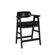 Zsy Counter Stool Chair | Open Back | Black Birch Wood and Faux Leather