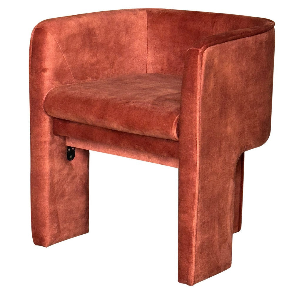 Gela Dining Chair | Three Legged Barrel Accent Sides | Maroon Red