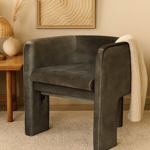 Gela Dining Chair | Three Legged Barrel Accent Sides | Rainforest Green