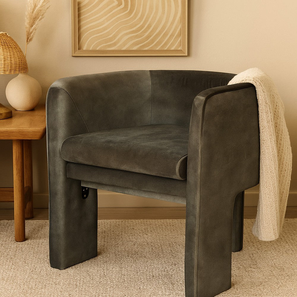Gela Dining Chair | Three Legged Barrel Accent Sides | Rainforest Green