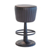 Myra Mushroom Counter Stool | Black Ribbed Leather | Dark Gray Iron Base BM338210