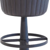 Myra Mushroom Counter Stool | Black Ribbed Leather | Dark Gray Iron Base BM338210