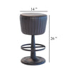Myra Mushroom Counter Stool | Black Ribbed Leather | Dark Gray Iron Base BM338210