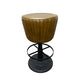 Myra Mushroom Counter Stool | Brown Ribbed Leather | Dark Gray Iron Base BM338211