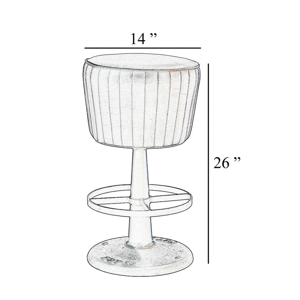 Myra Mushroom Counter Stool | Brown Ribbed Leather | Dark Gray Iron Base BM338211