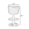 Myra Mushroom Counter Stool | Green Ribbed Leather | Dark Gray Iron Base