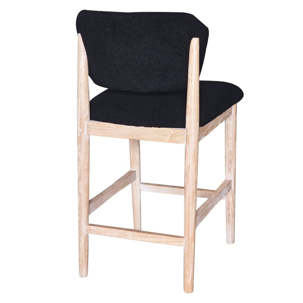 Fela Counter Stool Chair | Black Seat and Back | Natural Brown Wood BM338213