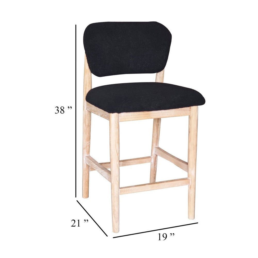 Fela Counter Stool Chair | Black Seat and Back | Natural Brown Wood BM338213
