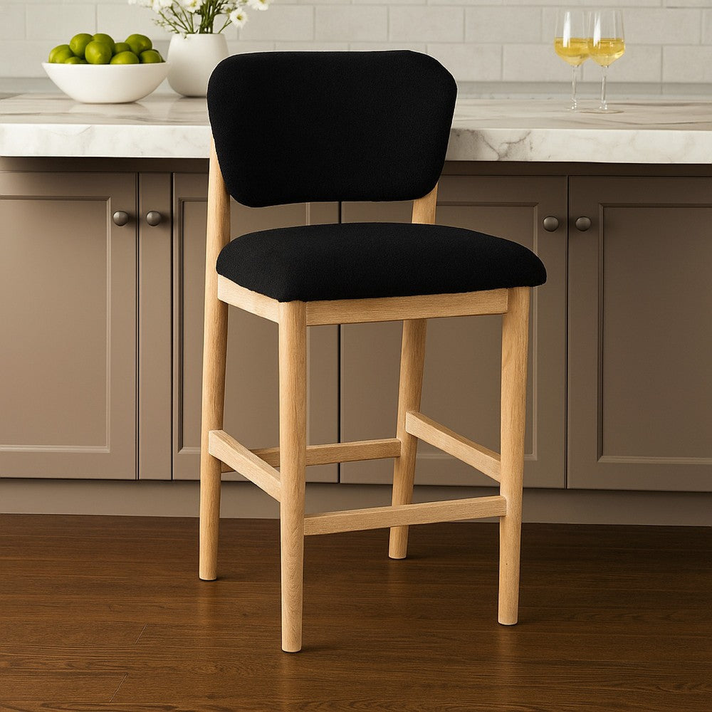 Fela Counter Stool Chair | Black Seat and Back | Natural Brown Wood