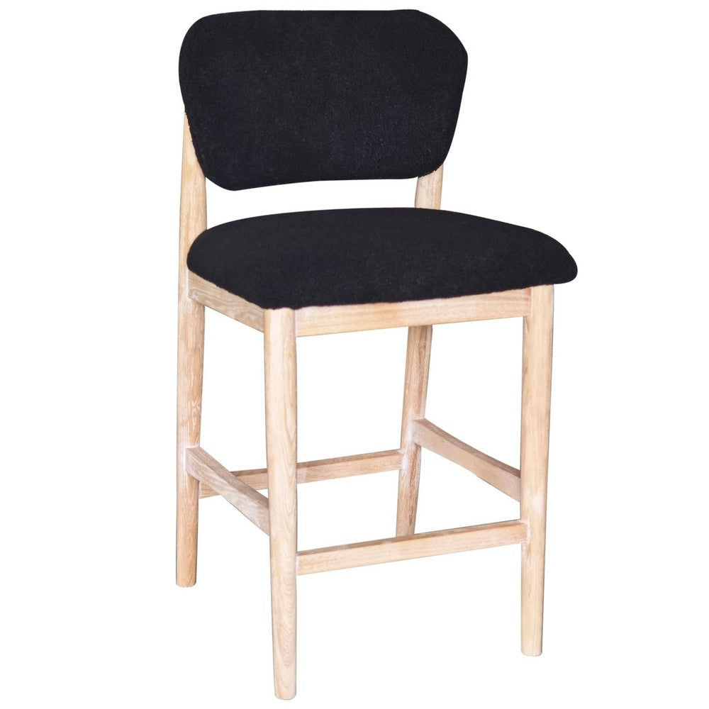 Fela Counter Stool Chair | Black Seat and Back | Natural Brown Wood BM338213