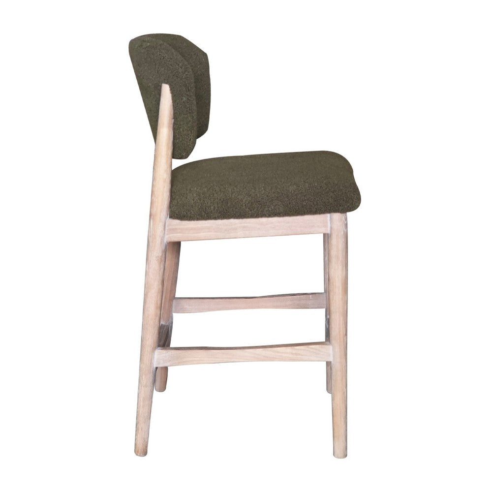 Fela Counter Stool Chair | Moss Green Seat and Back | Natural Brown Wood BM338215