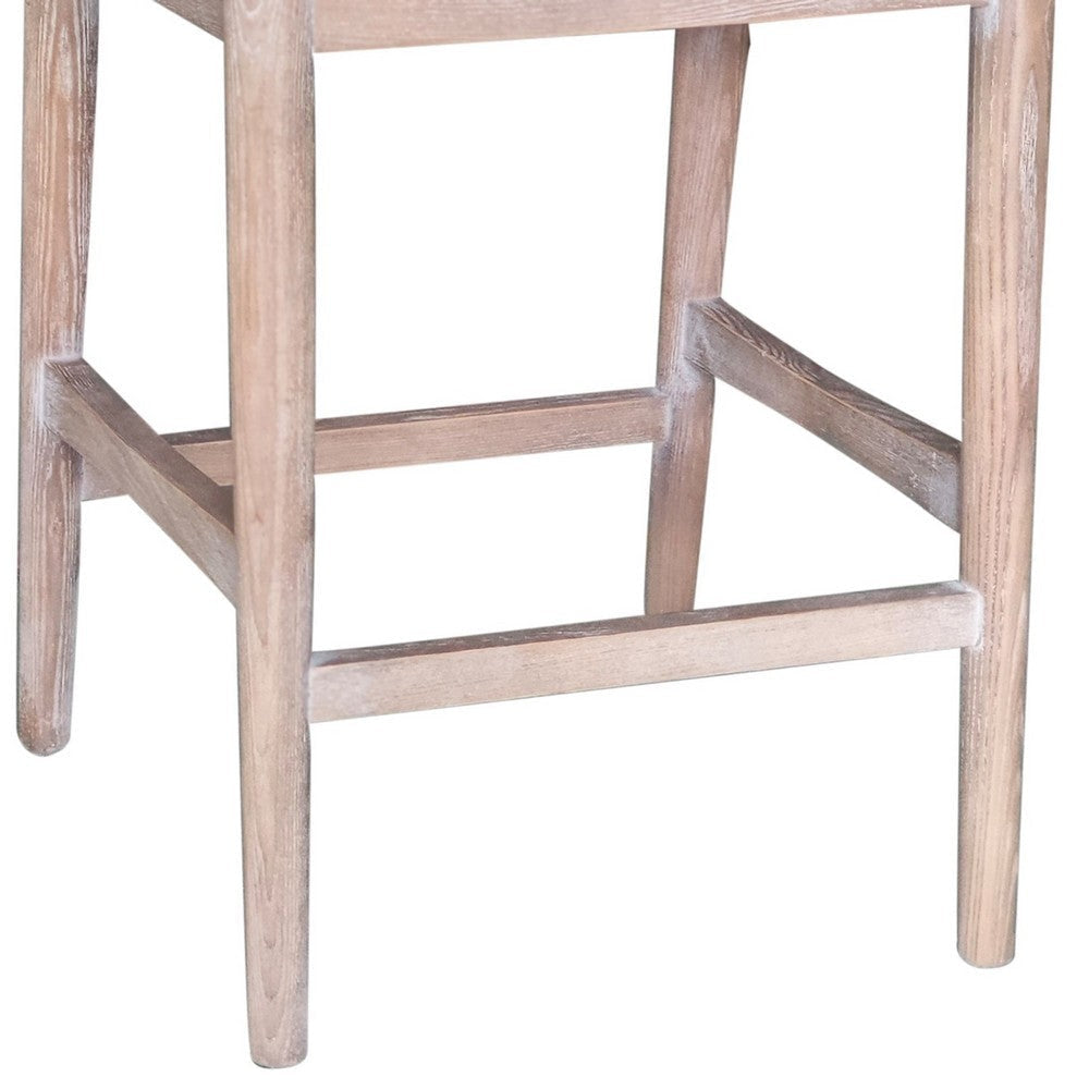 Fela Counter Stool Chair | Moss Green Seat and Back | Natural Brown Wood BM338215