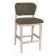 Fela Counter Stool Chair | Moss Green Seat and Back | Natural Brown Wood
