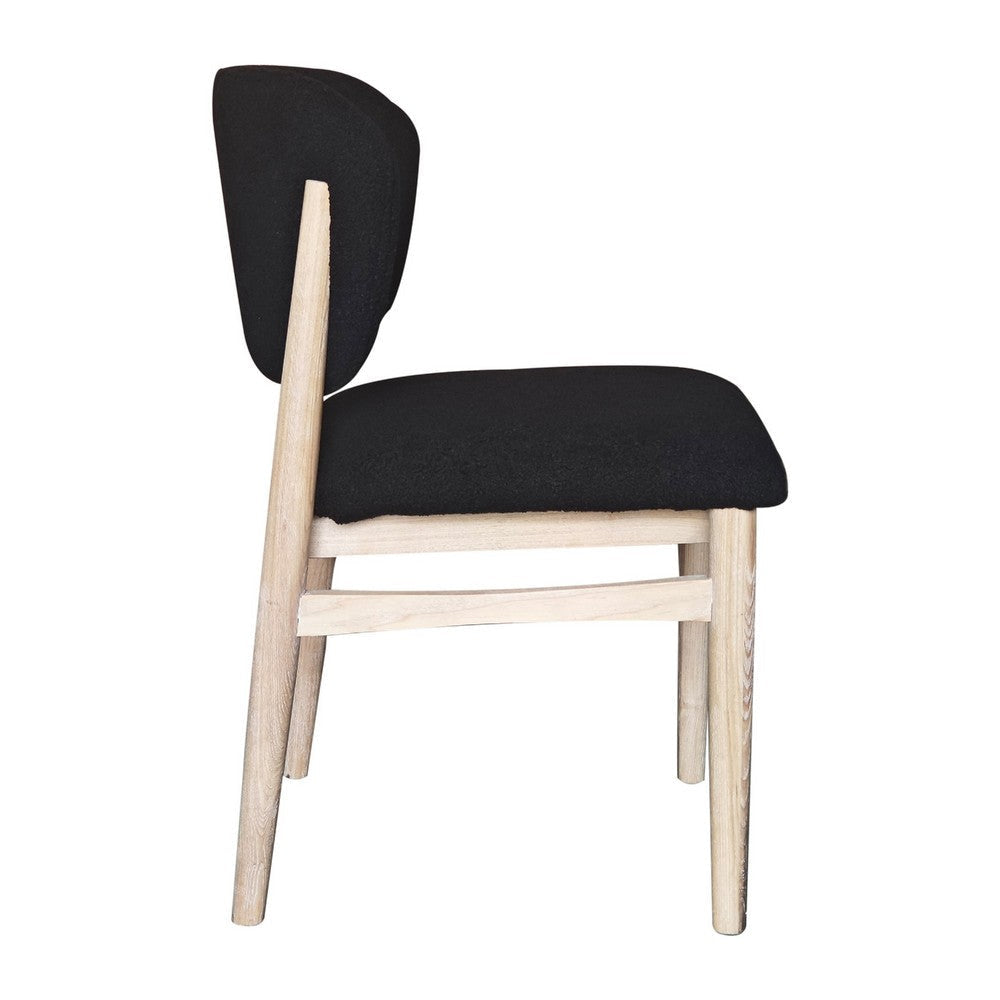 Fela Dining Chair Set of 2 | Black Seat and Back | Natural Brown Wood BM338216