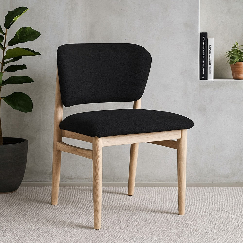 Fela Dining Chair Set of 2 | Black Seat and Back | Natural Brown Wood BM338216