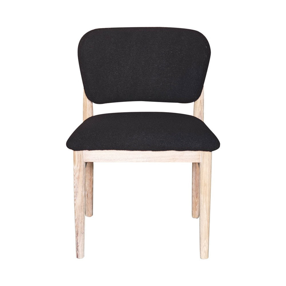 Fela Dining Chair Set of 2 | Black Seat and Back | Natural Brown Wood