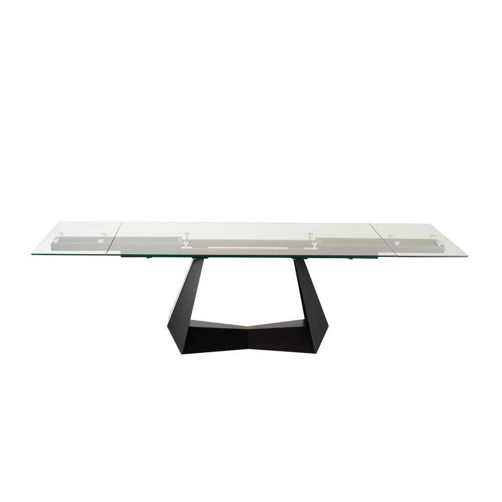 Cid Mobu Dining Table | 71-106’’ Extendable Clear Glass Top | Black Base BM338221