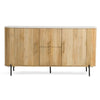 Cid Jolie Sideboard Buffet Cabinet | 59" Marble Top I Reeded Mango Wood,| 4 Doors