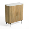 Cid Jolie Accent Cabinet | 47" Marble Top | Reeded Mango Wood | 2 Doors